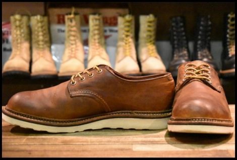 【10D 良品 17年】レッドウィング 8005 オックスフォード ラフ＆タフ 茶 プレーントゥ ラウンドトゥ 短靴 ブーツ redwing HOPESMORE
