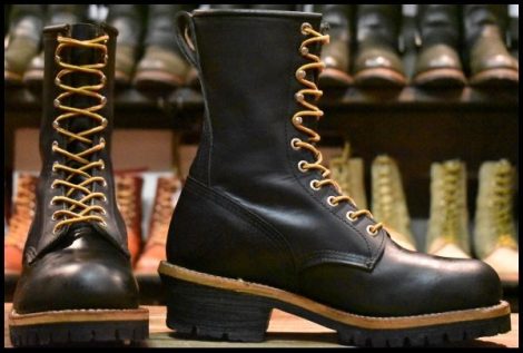 【8D 美品 08年】レッドウィング 2218 ロガー 黒 ブラッククローム スチールトゥ 編み上げ ビブラム ブーツ redwing HOPESMORE