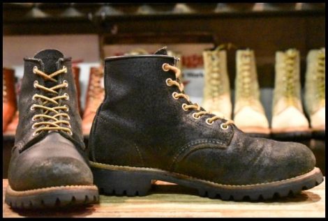 【7.5D 良品 15年】レッドウィング 2948 ビブラム スピットファイア ラフネック 黒 ブラック スエード プレーントゥ ブーツ redwing HOPESM