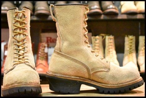 【7D 良品 PT83】レッドウィング 8218 スエードロガー タンラフアウト ベージュ 編み上げ レースアップ ブーツ redwing HOPESMORE