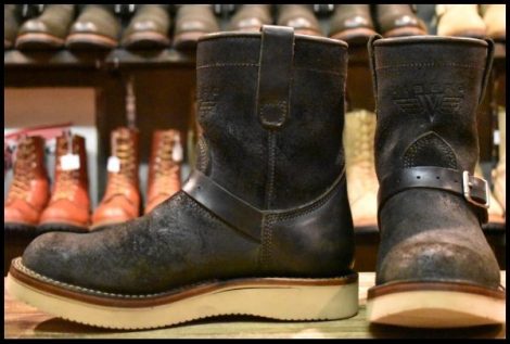 【UK7.5 良品】VIBERG ヴァイバー 87ショートシフト ブラックラフアウト×ブラック 黒スエード ビブラム2021シングル ブーツ HOPESMORE