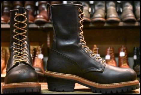 【7D 良品 11年】レッドウィング 8210 ロガー 黒 ブラッククローム スチールトゥ 編み上げ レースアップ ブーツ redwing HOPESMORE