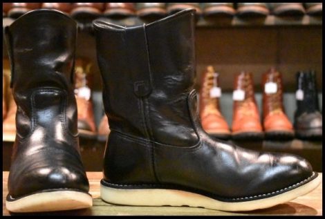 【7.5E 良品 12年】レッドウィング 8169 ペコス 黒 ブラッククローム プルオン クッションソール ブーツ redwing pecos HOPESMORE