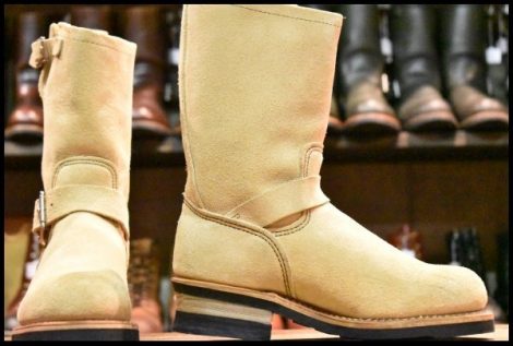 【5D 美品 PT99プリント 旧シルエット 06年】レッドウィング 8268 スエード エンジニア ホーソーン ラフアウト 茶 ブーツ HOPESMORE