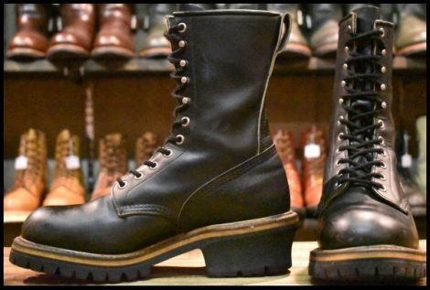 【7.5D 良品 PT91刺繍】レッドウィング 2218 ロガー 黒 ブラッククローム スチールトゥ 編み上げ ロング ブーツ redwing HOPESMORE