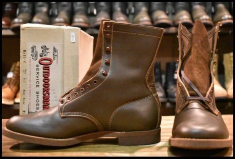 【9.5EE 箱付 DEAD 60’S】OUTDOORSMAN ビンテージ ワークブーツ ブラウン サービスシューズ ブーツ レッドウィング 先芯無し HOPESMORE