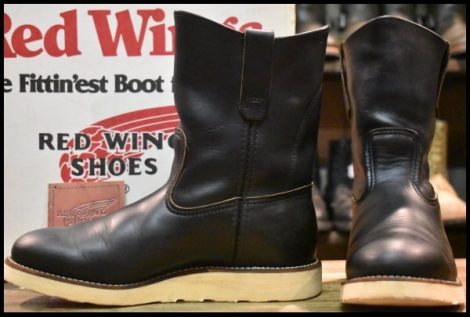 【7.5E 箱付 良品 羽タグ 97年】レッドウィング 8169 ペコス 黒 ブラッククローム クッションソール ブーツ redwing pecos HOPESMORE