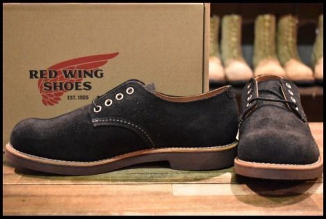 【8D 箱付 未使用 13年】レッドウィング 8055 スエード オックスフォード ブラック ラフアウト 短靴 フォアマン ブーツ redwing HOPESMORE