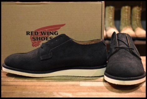 【9.5D 箱付 未使用 20年】レッドウィング 9112 黒スエード アニポストマン オックスフォード ラフアウト ブーツ redwing HOPESMORE