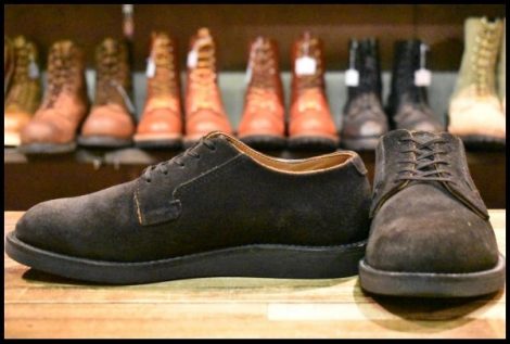 【7.5D 良品 18年】レッドウィング 9112 黒スエード ポストマン オックスフォード レースアップ ブラック ブーツ redwing HOPESMORE