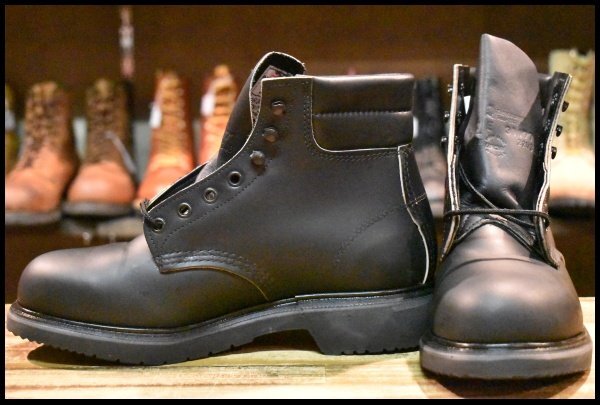 【7E DEAD PT91刺繍 00年】レッドウィング 2243 スーパーソール 黒 ブラッククローム ラウンドトゥ 編み上げ ブーツ redwing HOPESMORE