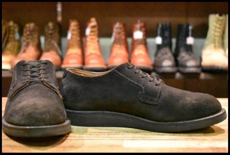 【7.5D 良品 18年】レッドウィング 9112 黒スエード ポストマン オックスフォード レースアップ ブラック ブーツ redwing HOPESMORE