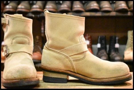 【7D 良品 09年】レッドウィング 2965 ショート スエードエンジニア ホーソーンアビレーンラフアウト プルオン ブーツ redwing HOPESMORE