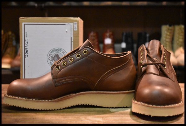 【8.5E 箱付 未使用】HATHORN ハソーン オックスフォード 204NWC ブラウン 茶 編み上げ ビブラム2021ハーフスリップ ブーツ HOPESMORE