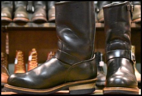 【7D 良品 PT99刺繍】レッドウィング 2268 エンジニア 黒 ブラッククローム スチールトゥ プルオン ブーツ redwing HOPESMORE