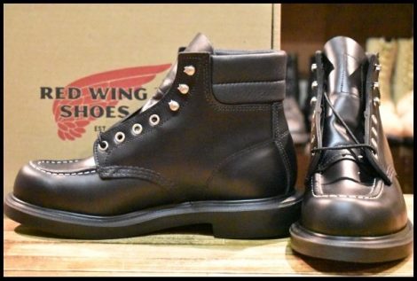 【7.5E 箱付 未使用 23年】レッドウィング 8133 スーパーソール ブラッククローム 黒 モックトゥ 編み上げ ブーツ redwing HOPESMORE