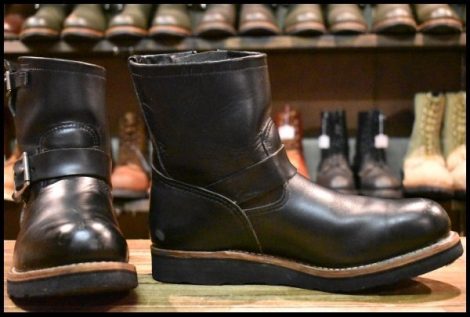 【8D 良品 13年 カスタム】レッドウィング 2976 ショート エンジニア 黒 ブラッククローム スチールトゥ ブーツ redwing HOPESMORE