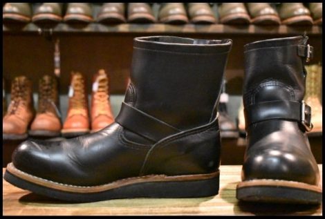 【8D 良品 13年 カスタム】レッドウィング 2976 ショート エンジニア 黒 ブラッククローム スチールトゥ ブーツ redwing HOPESMORE