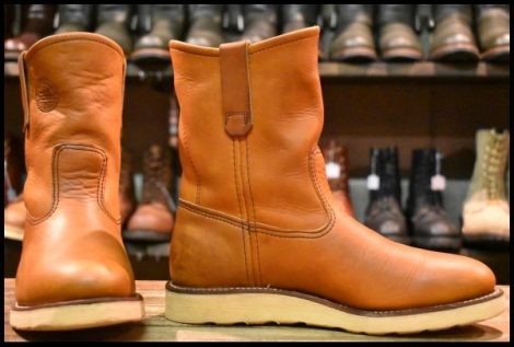 【7E 箱付 美品 緑犬タグ 犬刻印 97年】レッドウィング 866 ペコス 茶 オロイジナル ブラウン プルオン ブーツ redwing pecos HOPESMORE