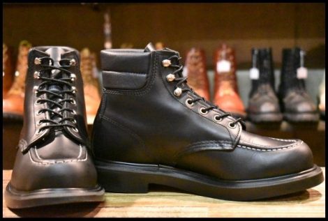 【7.5E 美品 23年】レッドウィング 8133 スーパーソール 黒 ブラッククローム モックトゥ 編み上げ ブーツ redwing HOPESMORE