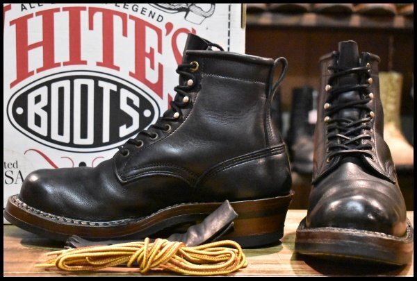 【7.5E 箱付 良品】WHITE’S ホワイツ スモークジャンパー 350C ブラック 黒 レザーライニング 編み上げ レースアップ ブーツ HOPESMORE