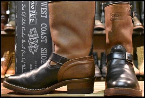 【9.5E 箱付 良品 15年】WESCO ウエスコ ナローボス 7710 ホースハイド エンジニア ブラック×ブラウン ツートン ブーツ BOSS HOPESMORE