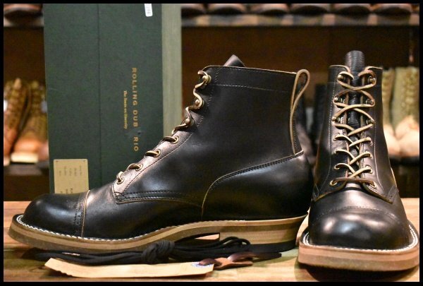 【12 箱付 美品】Rolling dub trio ローリングダブトリオ RDT-BF01 ROOTS ルーツ ホースバットブラック 黒 キャップトゥ ブーツ HOPESMORE