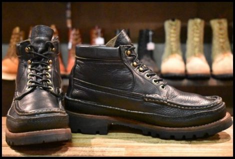 【8E 良品 青タグ】RUSSELL MOCCASIN ラッセルモカシン ダブルモカシン ワークブーツ ブラック 黒 編み上げ ブーツ HOPESMORE