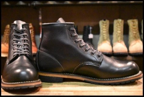 【9.5D 美品 19年】レッドウィング 9414 ベックマン 黒 ブラック フェザーストーン プレーントゥ 編み上げ 9014 ブーツ redwing HOPESMORE