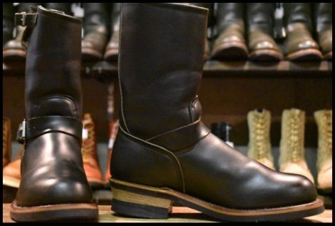 【7.5D 美品 PT91刺繍】レッドウィング 2268 エンジニア 黒 ブラッククローム スチールトゥ プルオン ブーツ redwing HOPESMORE