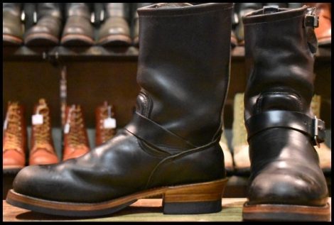 【8D 良品 PT91プリント 94年 カスタム】レッドウィング 2268 エンジニア 黒 ブラッククローム ブーツ redwing HOPESMORE