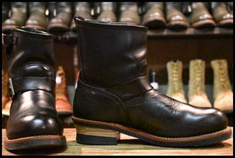 【8.5D 良品 13年】レッドウィング 2976 ショート エンジニア 黒 ブラッククローム スチールトゥ プルオン ブーツ redwing HOPESMORE