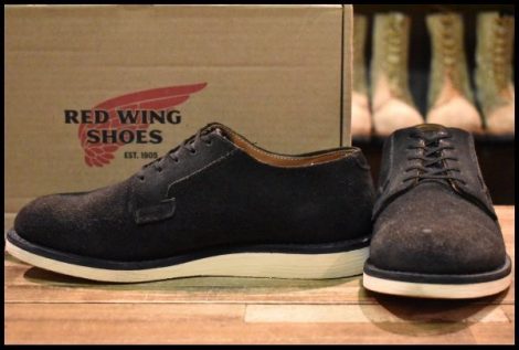 【8D 箱付 美品 20年】レッドウィング 9112 黒スエード アニポストマン オックスフォード ブラック ラフアウト ブーツ redwing HOPESMORE