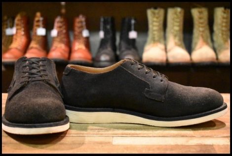 【8D 箱付 美品 20年】レッドウィング 9112 黒スエード アニポストマン オックスフォード ブラック ラフアウト ブーツ redwing HOPESMORE