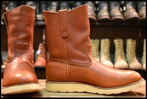 【8.5D 美品 緑犬タグ 93年】レッドウィング 866 ペコス 赤茶 オロラセット プルオン クッションソール ブーツ redwing pecos HOPESMORE