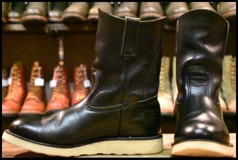 【7E 良品 羽タグ 00年】レッドウィング 8169 ペコス 黒 ブラッククローム クッションソール ブーツ redwing pecos HOPESMORE
