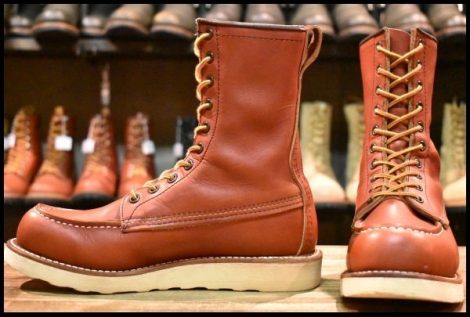 【6.5D 良品 犬タグ復刻 18年】レッドウィング 8877 アイリッシュセッター 赤茶 オロラセット モック ロング ブーツ redwing HOPESMORE