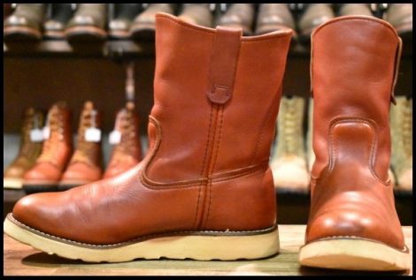 【7.5E 良品 緑犬タグ 93年】レッドウィング 866 ペコス 赤茶 オロラセット プルオン ブーツ redwing pecos HOPESMORE