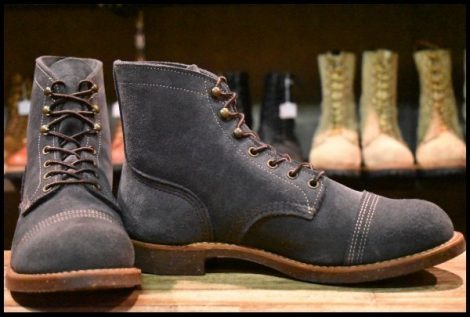 【9.5D 美品 18年】レッドウィング 8117 アイアンレンジ ネイビーアビレーンラフアウト キャップトゥ 紺色 ブーツ redwing HOPESMORE