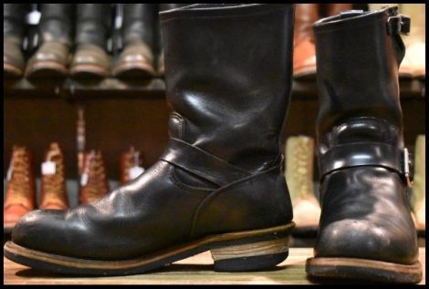 【9.5D 中古 06年 旧シルエット】レッドウィング 2268 エンジニア 黒 ブラッククローム プルオン スチールトゥ ブーツ redwing HOPESMORE