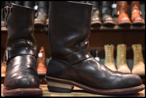 【9.5D 中古 06年 旧シルエット】レッドウィング 2268 エンジニア 黒 ブラッククローム プルオン スチールトゥ ブーツ redwing HOPESMORE