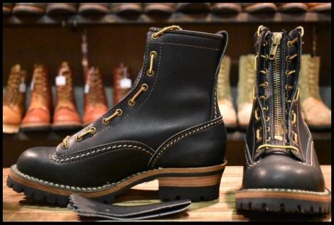 【8.5E 美品 12年】WESCO ウエスコ カスタムジョブマスターLTT 黒 ブラック ビブラム100シングル レースアップ 編み上げ ブーツ HOPESMORE