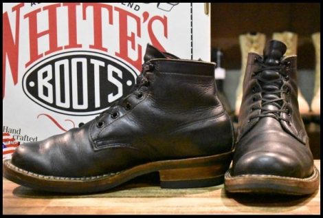 【9.5E 箱付 良品】WHITE’S ホワイツ セミドレス ブラックドレス 黒 ビブラム430シングル レースアップ 編み上げ ブーツ HOPESMORE