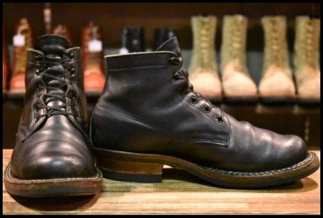 【9.5E 箱付 良品】WHITE’S ホワイツ セミドレス ブラックドレス 黒 ビブラム430シングル レースアップ 編み上げ ブーツ HOPESMORE