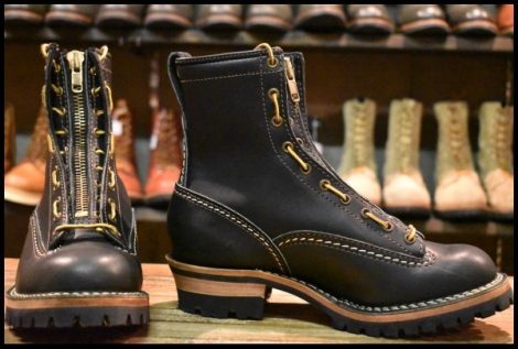 【8.5E 美品 12年】WESCO ウエスコ カスタムジョブマスターLTT 黒 ブラック ビブラム100シングル レースアップ 編み上げ ブーツ HOPESMORE