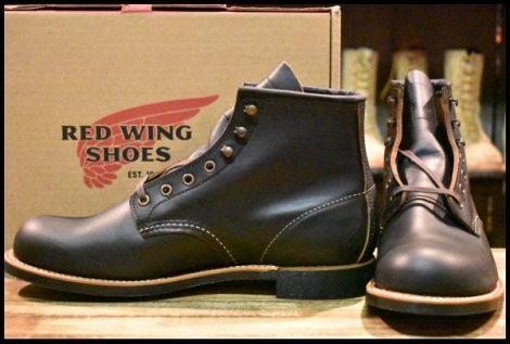 【9.5D 箱付 未使用 23年】レッドウィング 3345 ブラックスミス 黒 プレーリー プレーントゥ レースアップ ブーツ redwing HOPESMORE