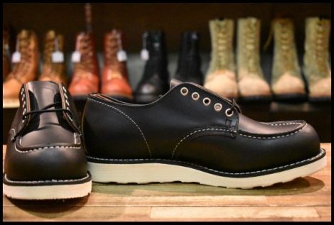 【9D 箱付 未使用 24年】レッドウィング 8090 オックスフォード 黒 ブラックプレーリー モックトゥ ローカット ブーツ redwing HOPESMORE