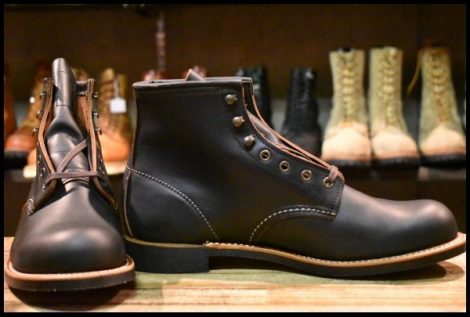 【9.5D 箱付 未使用 23年】レッドウィング 3345 ブラックスミス 黒 プレーリー プレーントゥ レースアップ ブーツ redwing HOPESMORE