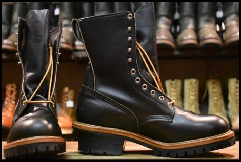 【10D 箱付 DEAD PT91プリント 94年02月刻印】レッドウィング 2218 ロガー 黒 ブラッククローム スチールトゥ ブーツ redwing HOPESMORE