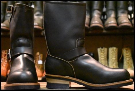 【8D DEAD PT91プリント】レッドウィング 2268 エンジニア 黒 ブラッククローム スチールトゥ プルオン ブーツ redwing HOPESMORE